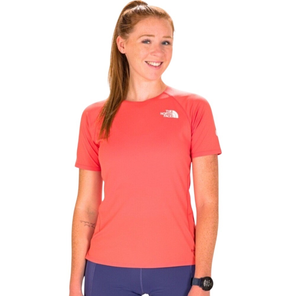 The North Face Womens VaporWick Short Sleeve Active T-Shirt Coral Pink Large EUC
